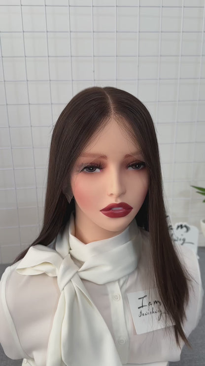 Russian Hair Lace Top Wig 16inches Slight Layer Natural Straight Hair