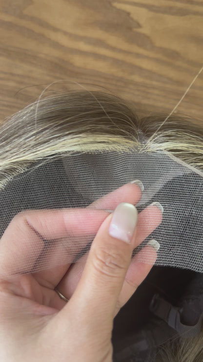 16 inch Slight Layer Color #B68 Natural Straight Lace Top Jewish Wig Sheitel