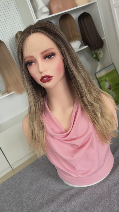 18 inch Slight Layer Color #B02 Natural Wave Straight Lace Top Kosher Wig Sheitel