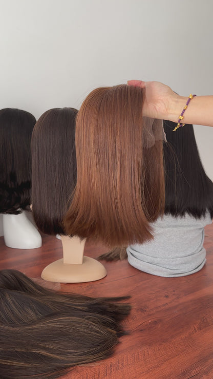 Red Color 14inch No Layer HD Lace Top Wig