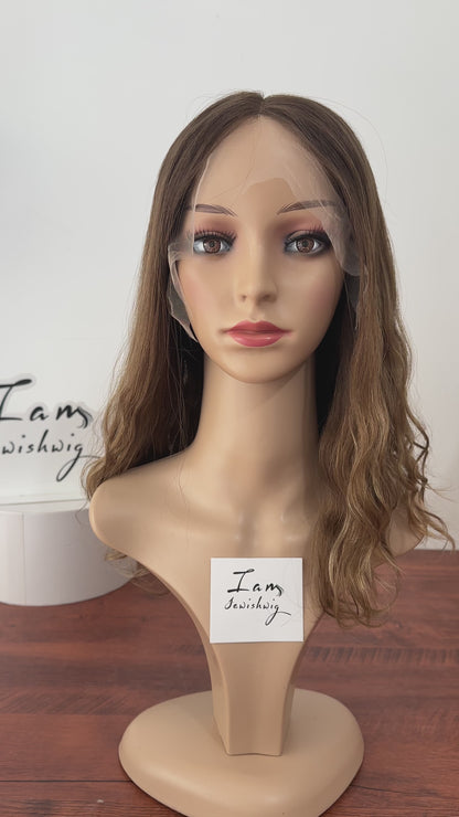 #4B10 Wavy 16inch Slight Layer HD Lace Top Wig