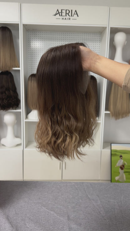 16 inch Slight Layer Natural Wavy Color #B01 Brazilian Hair Lace Top Wig Orthodox Wig Sheitel