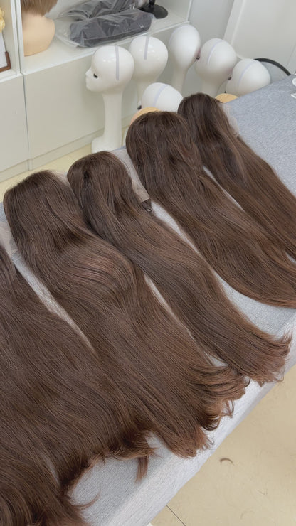 Perruque en cheveux russes de 23 pouces – Couleur naturelle n° 8 | Lisse et sans dégradé | AERIA HAIR